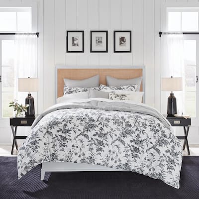 Amberley 7-Piece Charcoal Gray Cotton King Bonus Comforter Set