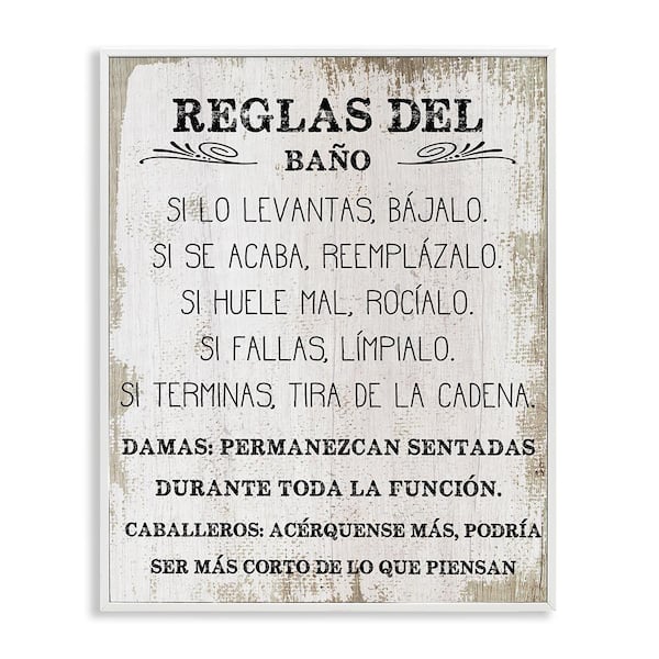 Stupell Industries Fun Bathroom Rules by Lil' Rue White Framed Typography Giclee Art Print 20 in. x 16 in.