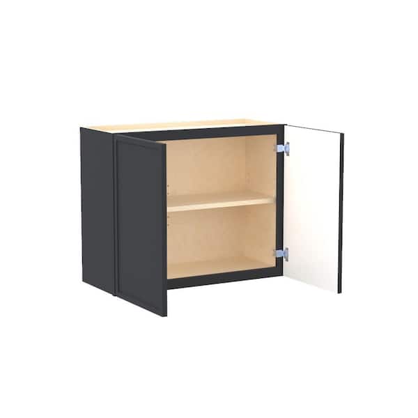 Home Decorators Collection Franklin 30 in. W x 12 in. D x 24 in. H Assembled Plywood Wall Bridge Kitchen Cabinet in Valiant Onyx with Soft Close