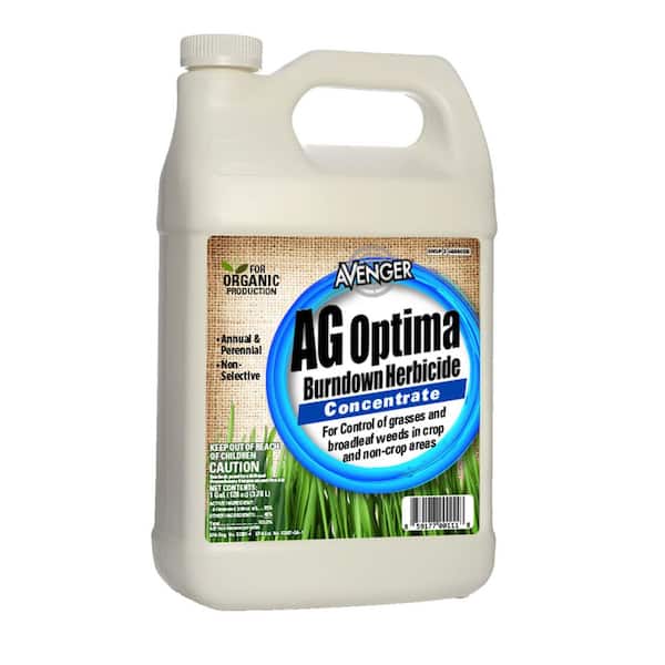 Avenger 128 oz. AG Optima Burndown Herbicide Organic Weed and Grass Killer Concentrate, Natural Non-Toxic Citrus Based