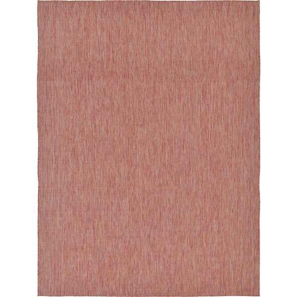 Unique Loom Outdoor Solid Rust Red 9' 0 x 12' 0 Area Rug