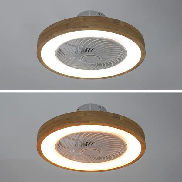 OUKANING 20 in. Indoor Wood Color and White Modern Round Enclosed