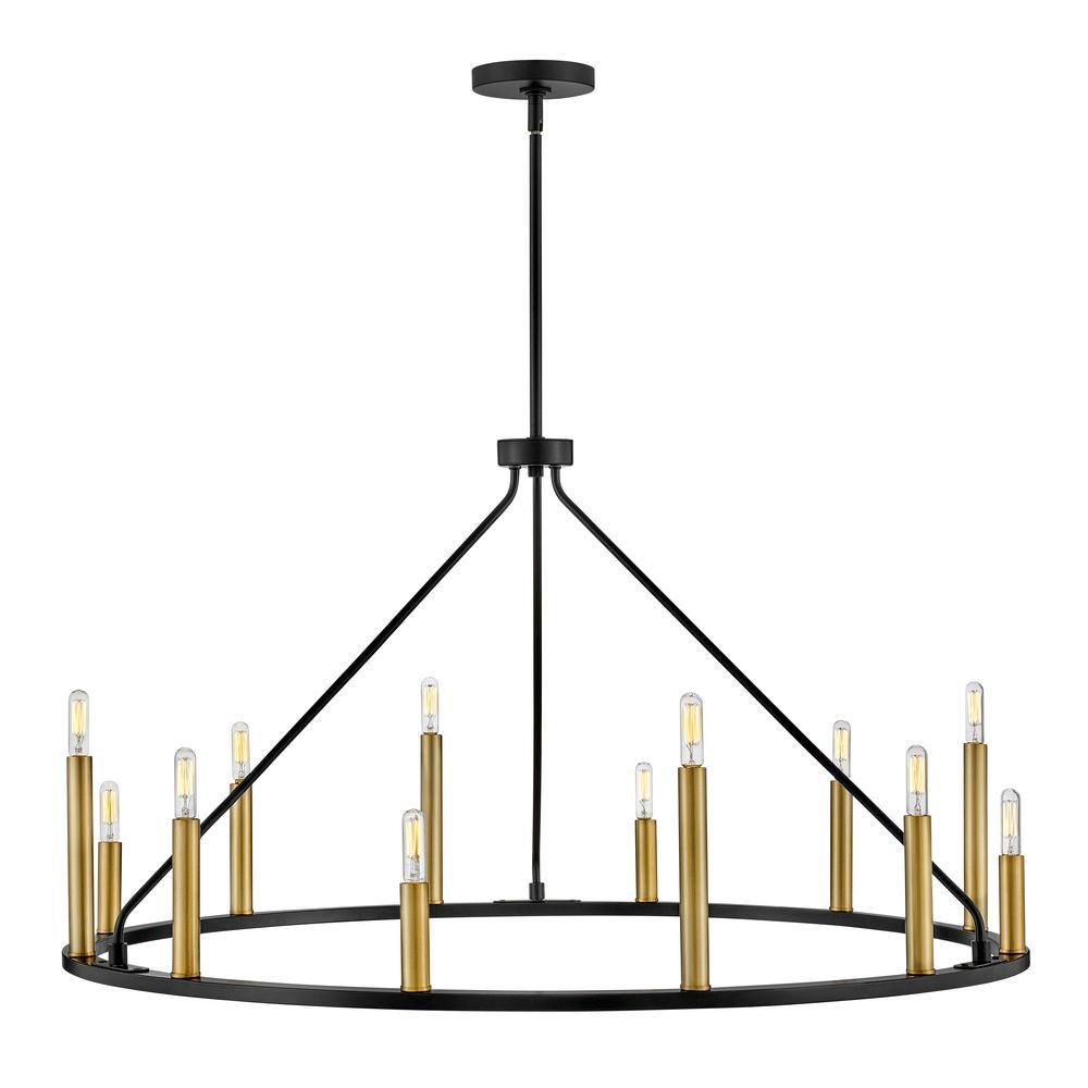 Lazlo Black and Brass 12-Light Candle Chandelier