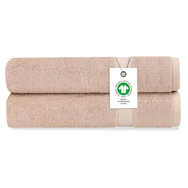Delara Rose Dust Solid 100% Organic Cotton Luxuriously Plush Hand Towel (Set of 2)