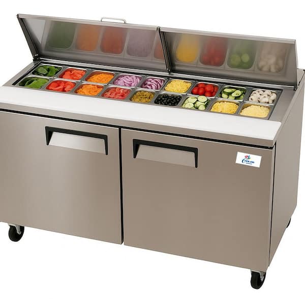 60.25 in. W 15 cu. ft. NSF Commercial Food Prep Sandwich Table Refrigerator Cooler in Stainless Steel