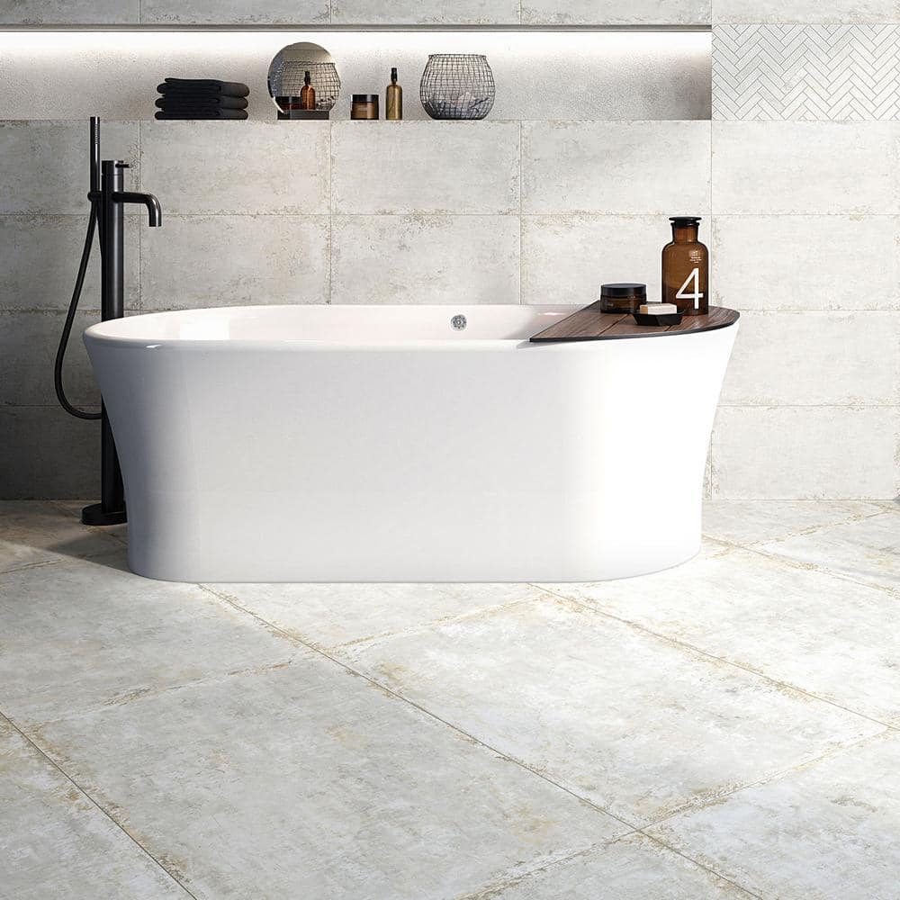 Large Format Beige Matte Porcelain Stone Look Floor and Wall Tile