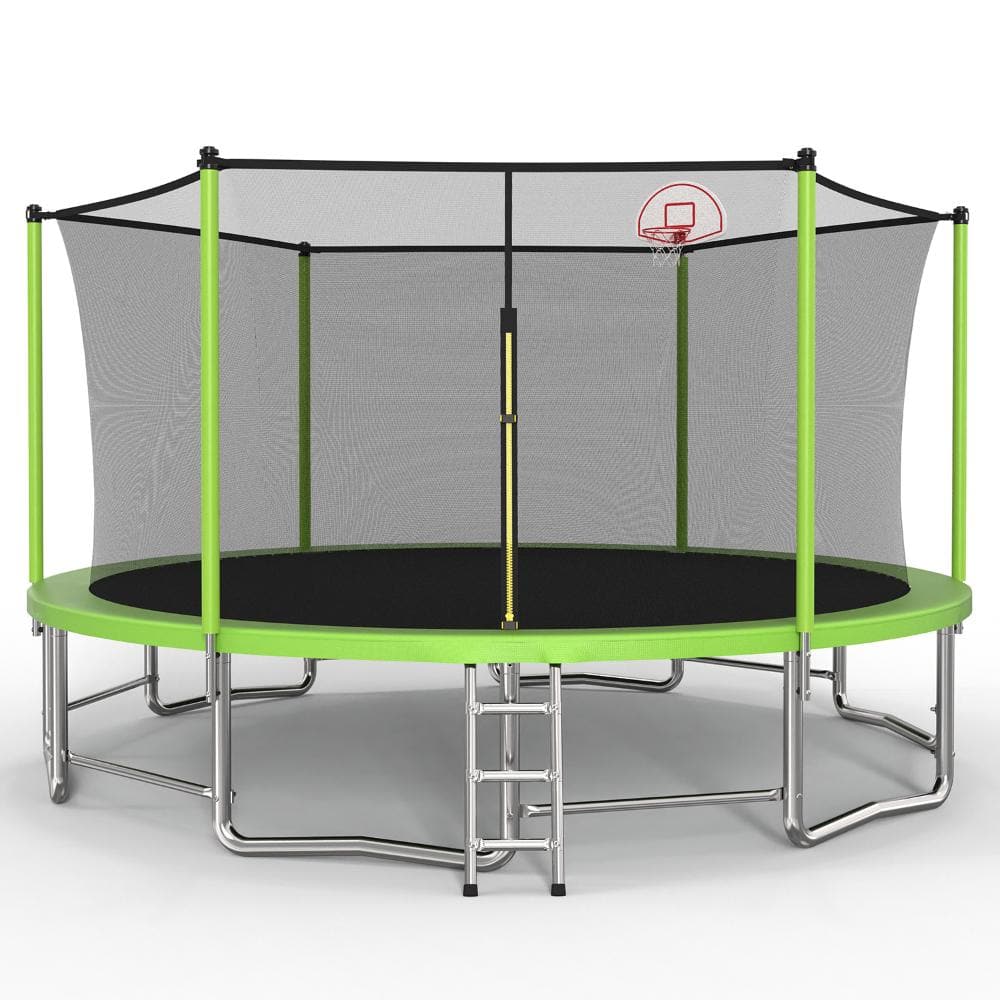 Green 15 ft. Outdoor Trampolines with Safety Enclosure Nett for Kids price history on PriceWatchPro