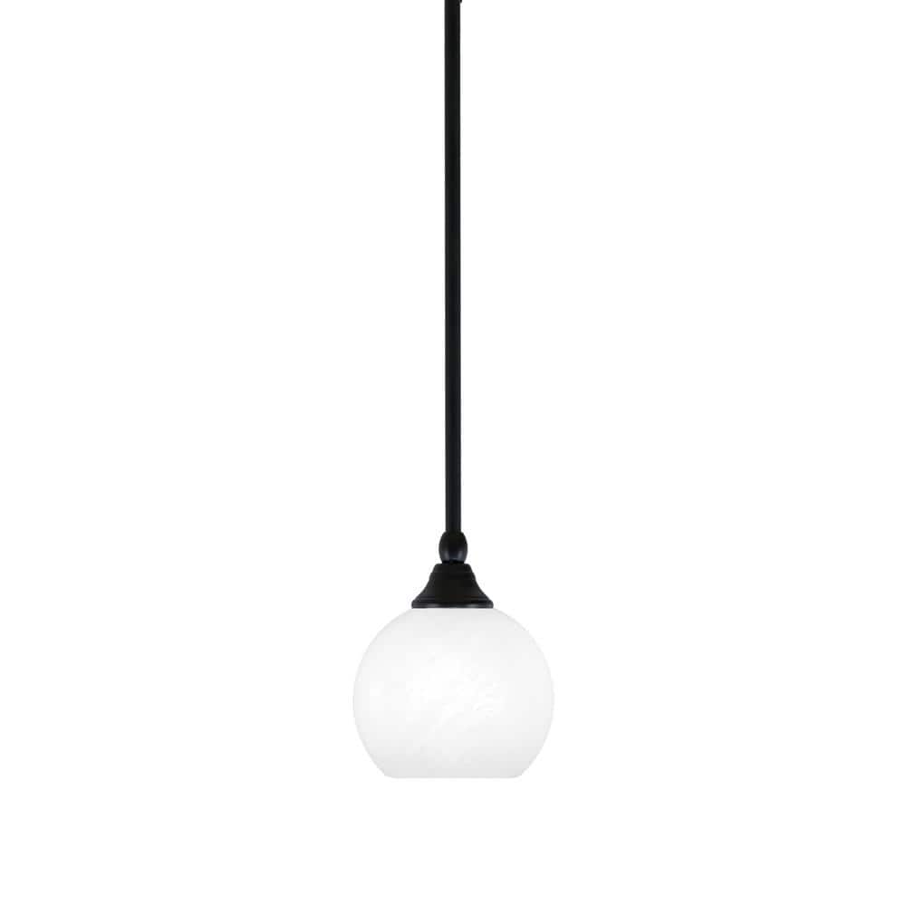 Sparta 100-Watt 1-Light Matte Black Shaded Pendant Light Mini Pendant with 