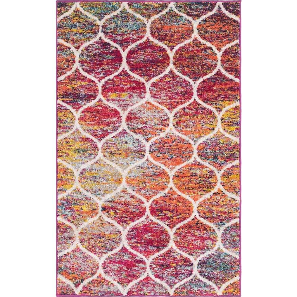 Trellis Frieze Rounded Multi 3 ft. 3 in. x 5 ft. 3 in. Area Rug price history on PriceWatchPro