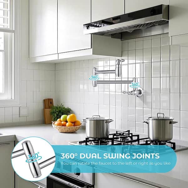 Commercial Restaurant Wall Mount Pot Filler in Polish Chrome