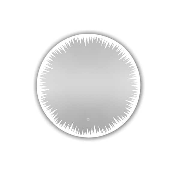 Flame 36 in. Round LED Lighted Bathroom Mirror, Defogger