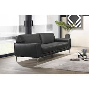 New Classic Furniture Carrara 79 in. Square Arm Leather Rectangle Sofa in Black