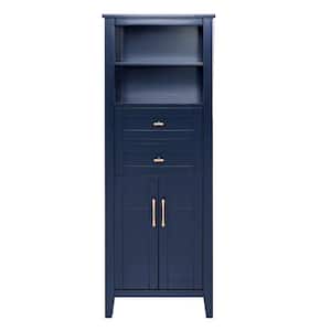 Sturgess 23 in. W x 16 in. D x 62 in. H Blue Freestanding Linen Cabinet