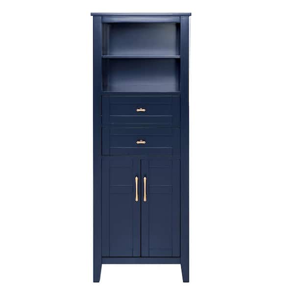 Home Decorators Collection Sturgess 23 in. W x 16 in. D x 62 in. H Blue Freestanding Linen Cabinet