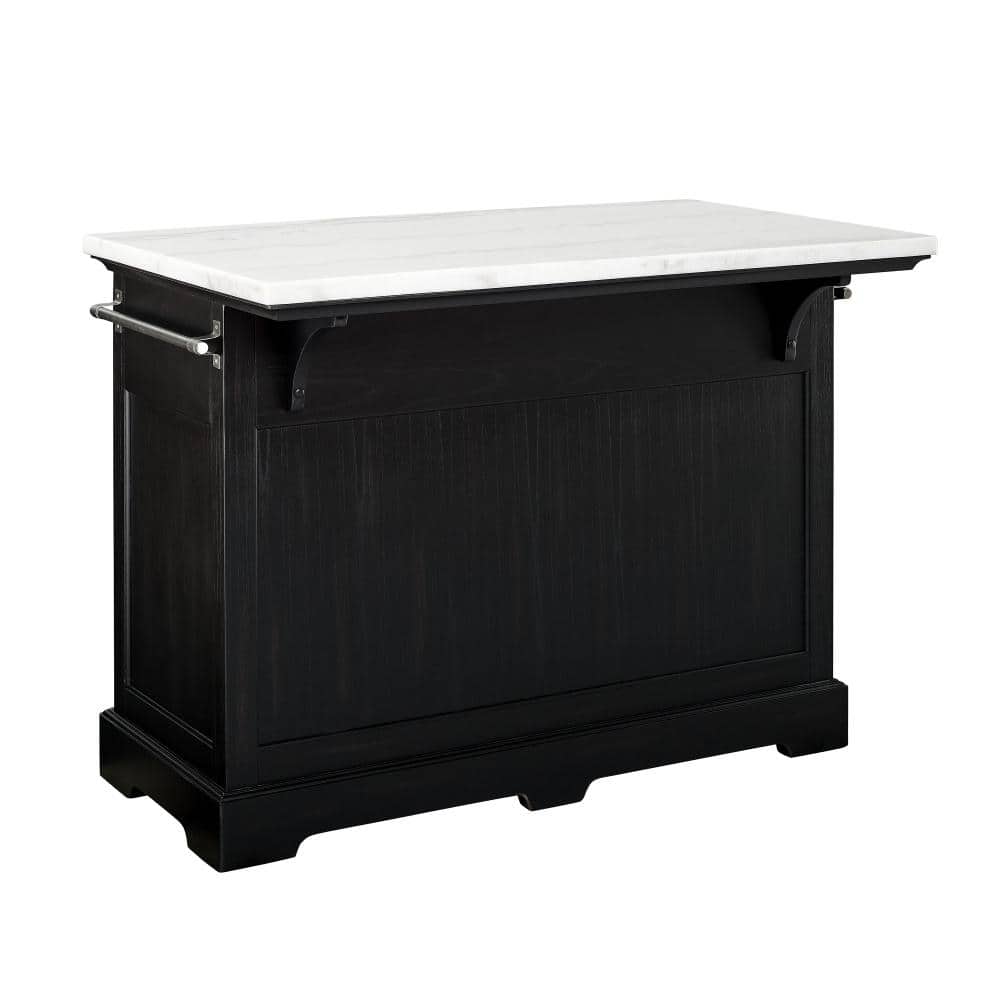 Aspen Black Marble Top Transitional Kitchen Island