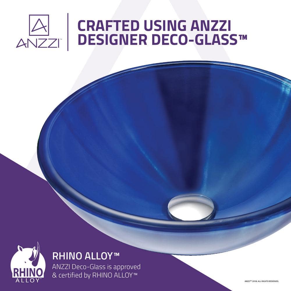 Lustrous Blue Round Glass Above-Counter Vessel Sink