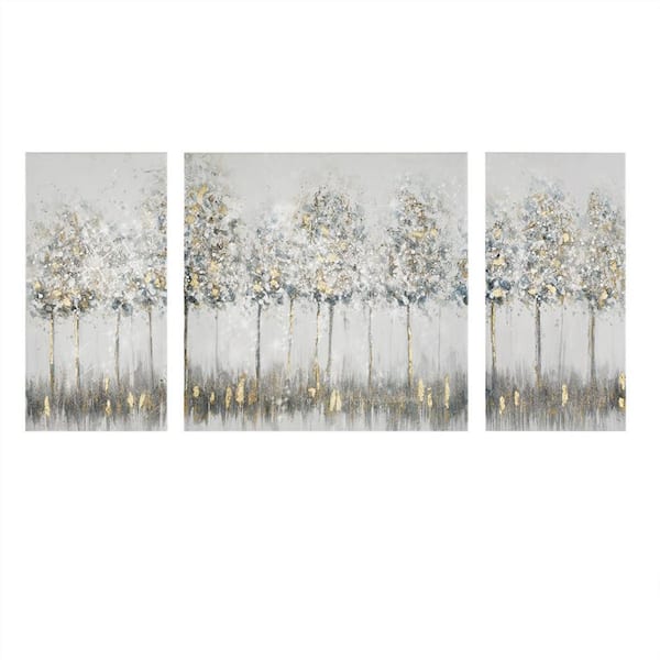 Anky 3-Piece Unframed Art Print 27 in. x 27 in. Gold Foil Triptych Canvas Wall Art Set