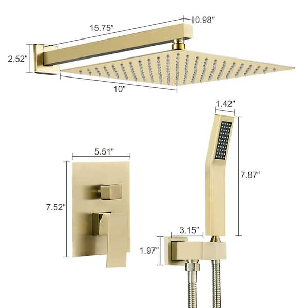 Zalerock 2 IN 1 Single-Handle 5-Spray Shower Faucet with 4.7 in