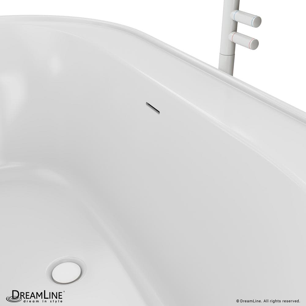 Essence 65-Inch Glossy White Acrylic Freestanding Soaking Bathtub