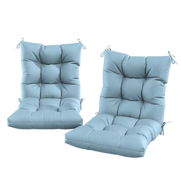 44.5 in. x 22.5 in. x 5 in. Outdoor Chair Cushion Tufted Seat and Back Patio Furniture Cushion Set Sky Blue (2-Pack)