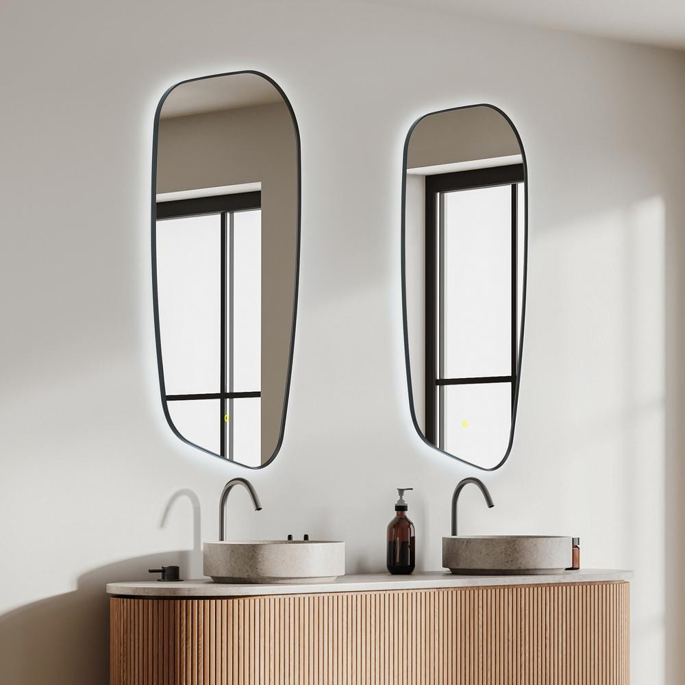 Florian 26" x 48" Black Aluminum LED Vanity Mirror