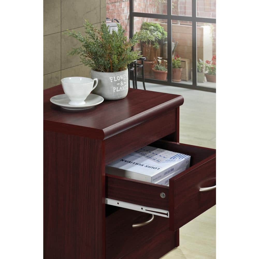 Mahogany 2-Drawer Compressed Wood Nightstand