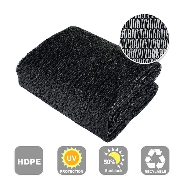Agfabric - 6 ft. x 10 ft. Black 50% Sunblock Shade Cloth Edge-Cut with Free Clips for Plant Cover Greenhouse