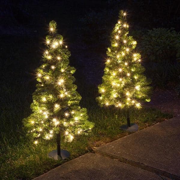 3 Count 29 in. H 60-Light Warm White Twinkling LED Twig Tree Pathmarkers