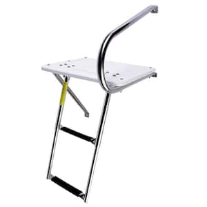 Garelick Removable Folding Pontoon Boarding Ladder w/ Deck Mounting Cups 12350-2 
