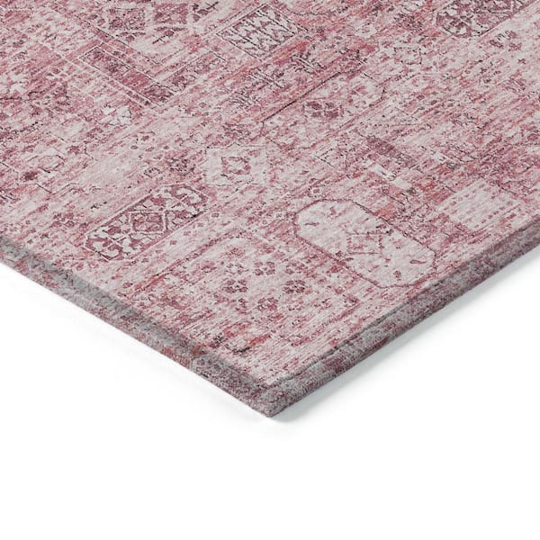 Pink, Blush, Charcoal 9 ft. x 12 ft. Woven Floral Polyester Rectangle Indoor/Outdoor Area Rug