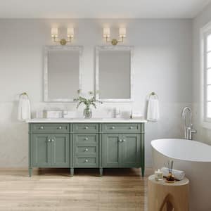 Brittany 72.0 in. W x 23.5 in. D x 33.8 in. H Single Bathroom Vanity in Smokey Celadon with White Zeus  Quartz Top