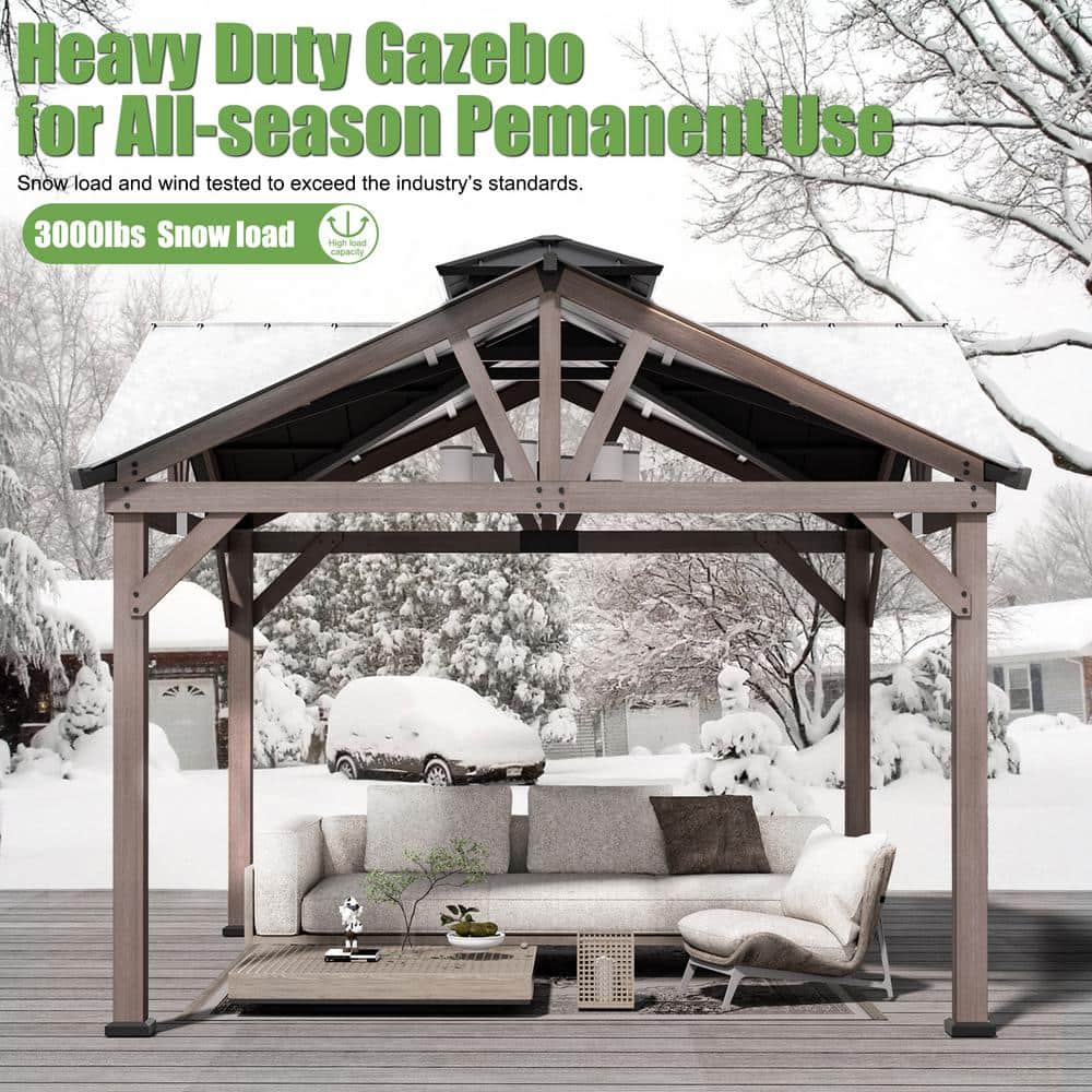 12' x 12' Cedar Wood Gazebo with Metal Roof