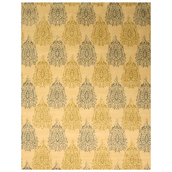 EORC Ivory 5 ft. x 8 ft. Hand Tufted Wool Transitional Royal Paisley Area Rug