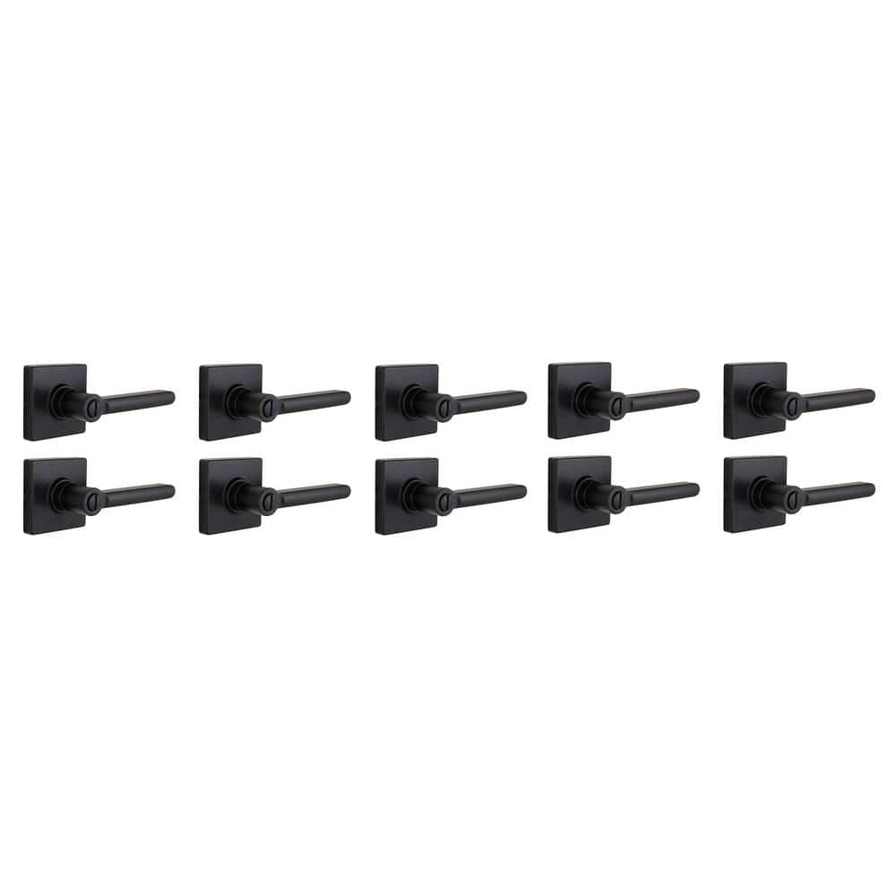 Tonebridge Matte Black Bed/Bath Door Lever with Square Rose 10-Pack