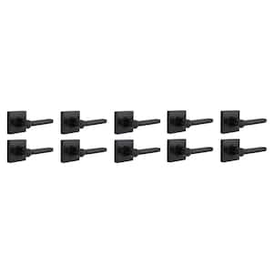 Tonebridge Matte Black Bed/Bath Door Lever with Square Rose 10-Pack