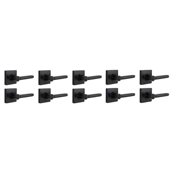 Tonebridge Matte Black Bed/Bath Door Lever with Square Rose 10-Pack