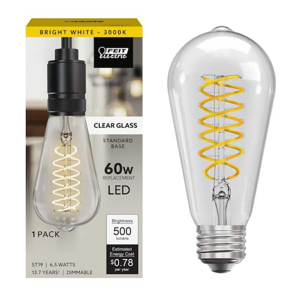 Feit Electric 60-Watt Equivalent ST19 Dimmable Spiral Filament
