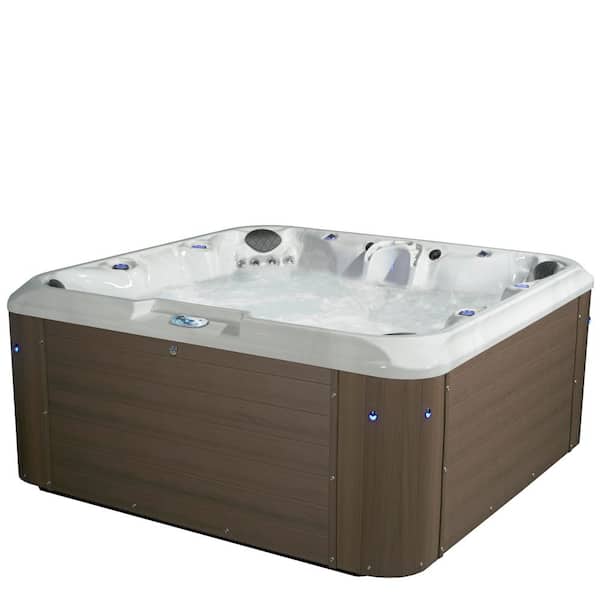 AquaLife Amplified 7-Person 100-Jet 240-Volt Non-Lounger Hot Tub with Bluetooth Stereo and 3 Pumps