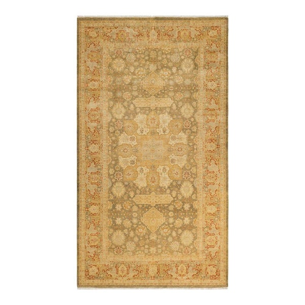 Mogul Green 6 x 11 Oriental Wool Indoor Runner Rug