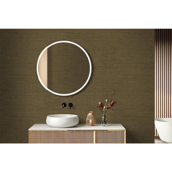 60.75 sq. ft. Chocolate Threaded Embossed Vinyl Unpasted Wallpaper Roll