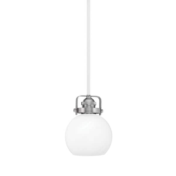 Unbranded Decatur 60-Watt 1-Light White & Nickel Light mini Pendant with 5.75 in. White Marble Glass Shade, no bulb included