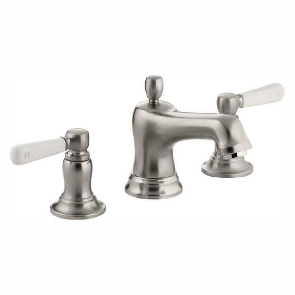 KOHLER Bancroft 8 in. Widespread 2-Handle Low-Arc Water-Saving Bathroom Faucet in Vibrant Brushed-Nickel