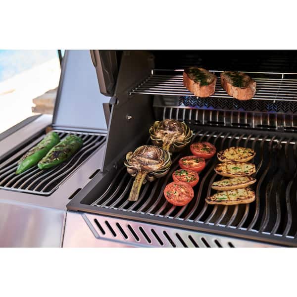 Prestige 500 4-Burner Natural Gas Grill with Infrared Side and Rear Burners in Stainless Steel with Large Rotisserie Kit