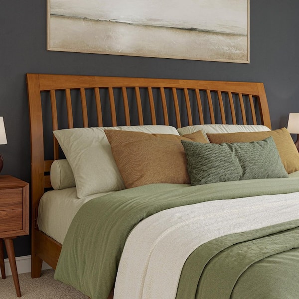 AFI Orleans Light Toffee Natural Bronze King Sleigh Solid Wood Slat Headboard