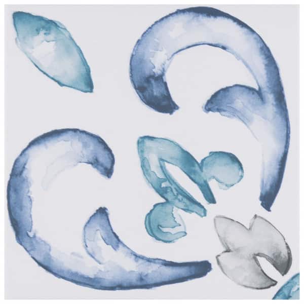 Merola Tile Saint Germain Gele Deco Flore 5-3/4 in. x 5-3/4 in. Porcelain Floor and Wall Take Home Tile Sample