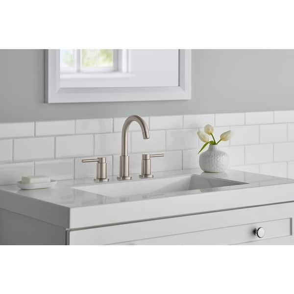 Dorind 8 in. Widespread Double-Handle High-Arc Bathroom Faucet in Brushed Nickel