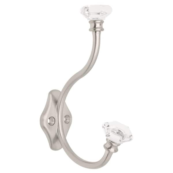 Liberty 5-7/8 in. Acrylic Facets Satin Nickel Coat Hook with Clear Accents (4-Pack)