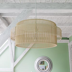 Trentwood 1-Light with Natural Pendant Chandelier Rattan Shade