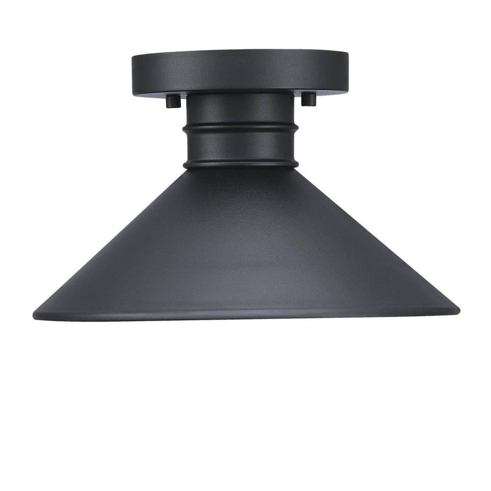 Rustic Textured Black 11'' LED Outdoor Glass Ceiling Light