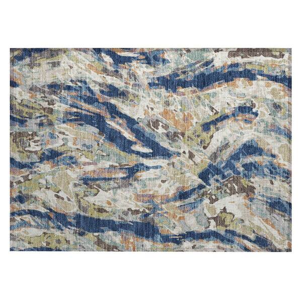 Chantille Machine Washable Indoor/Outdoor Abstract ACN2441 Navy 2 ft. x 3 ft. Accent Rug